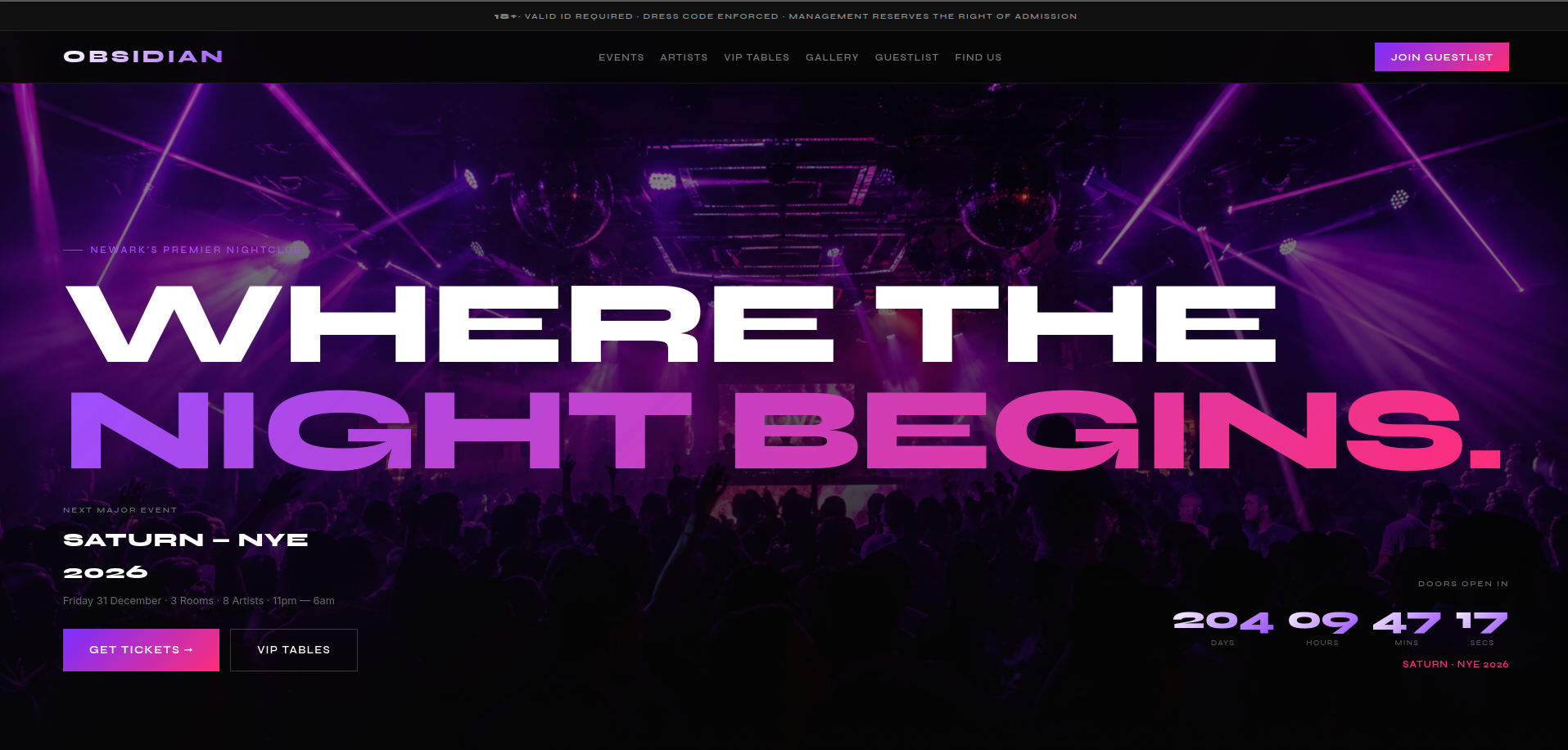 Nightclub & Live Venue WordPress Theme - Screenshot